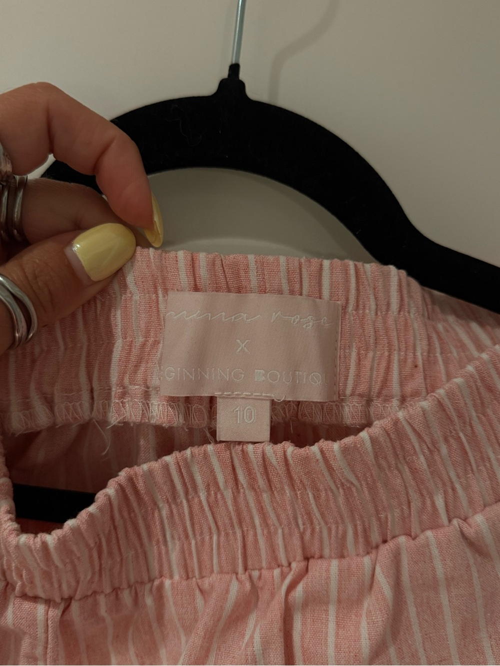 Beginning Boutique Pink and White Striped Button Shirt and Shorts - Picture 9 of 11